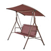 VEVOR 3-Person Patio Swing Chair, Outdoor Patio Swing with Adjustable Canopy, Porch Swing with Armrests, Teslin Fabric and Alloy Steel Frame, for Balcony, Backyard, Patio, Garden, Poolside, Brown