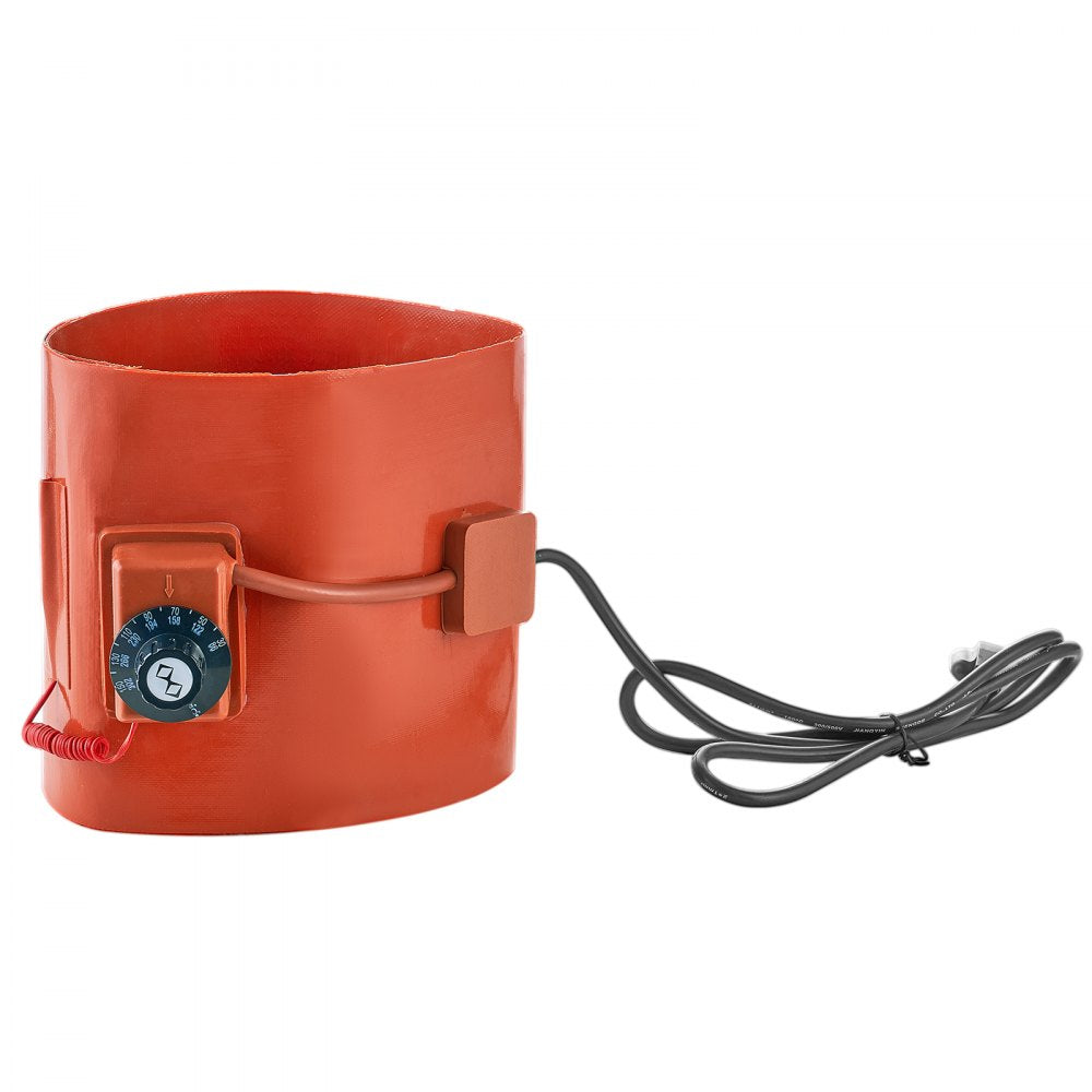 VEVOR Metal Drum Heater, 1200 Watt 10 inch Width, Pail Heating Band for 55 Gallon Barrel, 86-302℉ Adjustable Thermostat, High Efficiency Silicone Grease Keg Heater, FCC Listed Orange