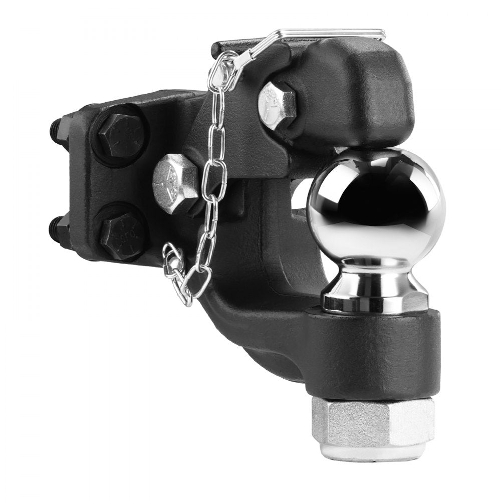 VEVOR Pintle Hook, 20000 lbs Towing Capacity, Trailer Hitches Receiver Hook Combination 2-5/16-inch Hitch Ball, Fits 2.5 to 3-inch Lunette Ring with Mounting Kit, Wear-resistant, Black Powder Coat