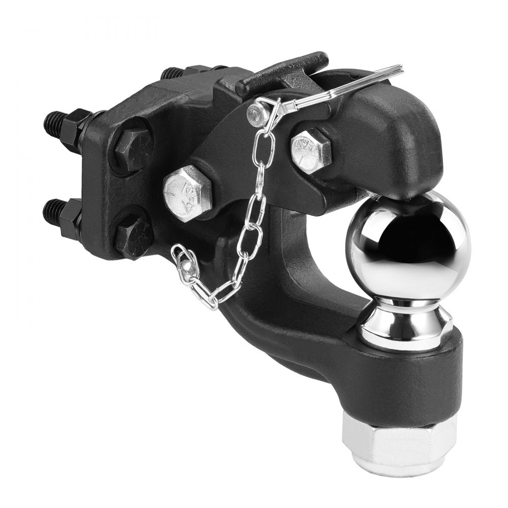 VEVOR Pintle Hook, 20000 lbs Towing Capacity, Trailer Hitches Receiver Hook Combination 2-5/16-inch Hitch Ball, Fits 2.5 to 3-inch Lunette Ring with Mounting Kit, Wear-resistant, Black Powder Coat