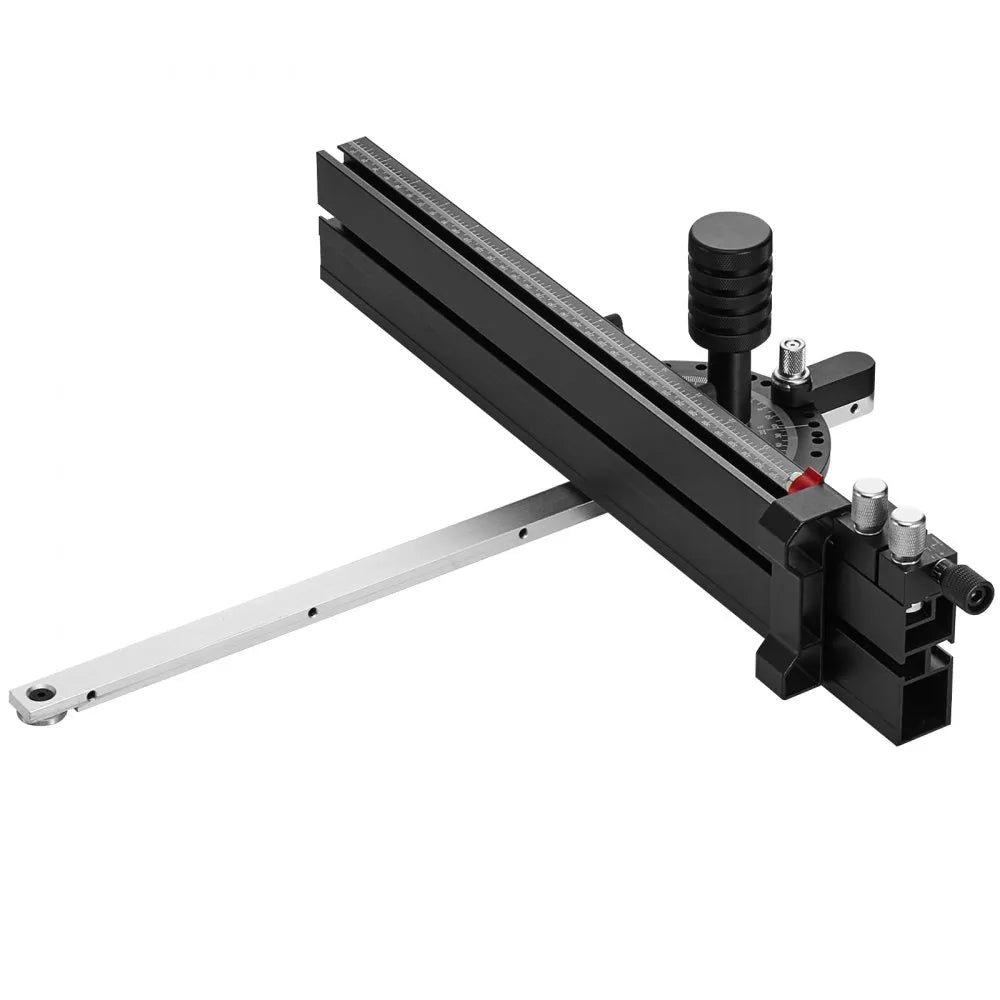 VEVOR Precision Miter Gauge, Standard Slot 3/4'' x 3/8'', Aluminum Alloy Table Saw Miter Gauge with 18 in Grating 15 Angle Stops Adjustable Spring Loaded Plunger and Removable Disc, for Woodworking