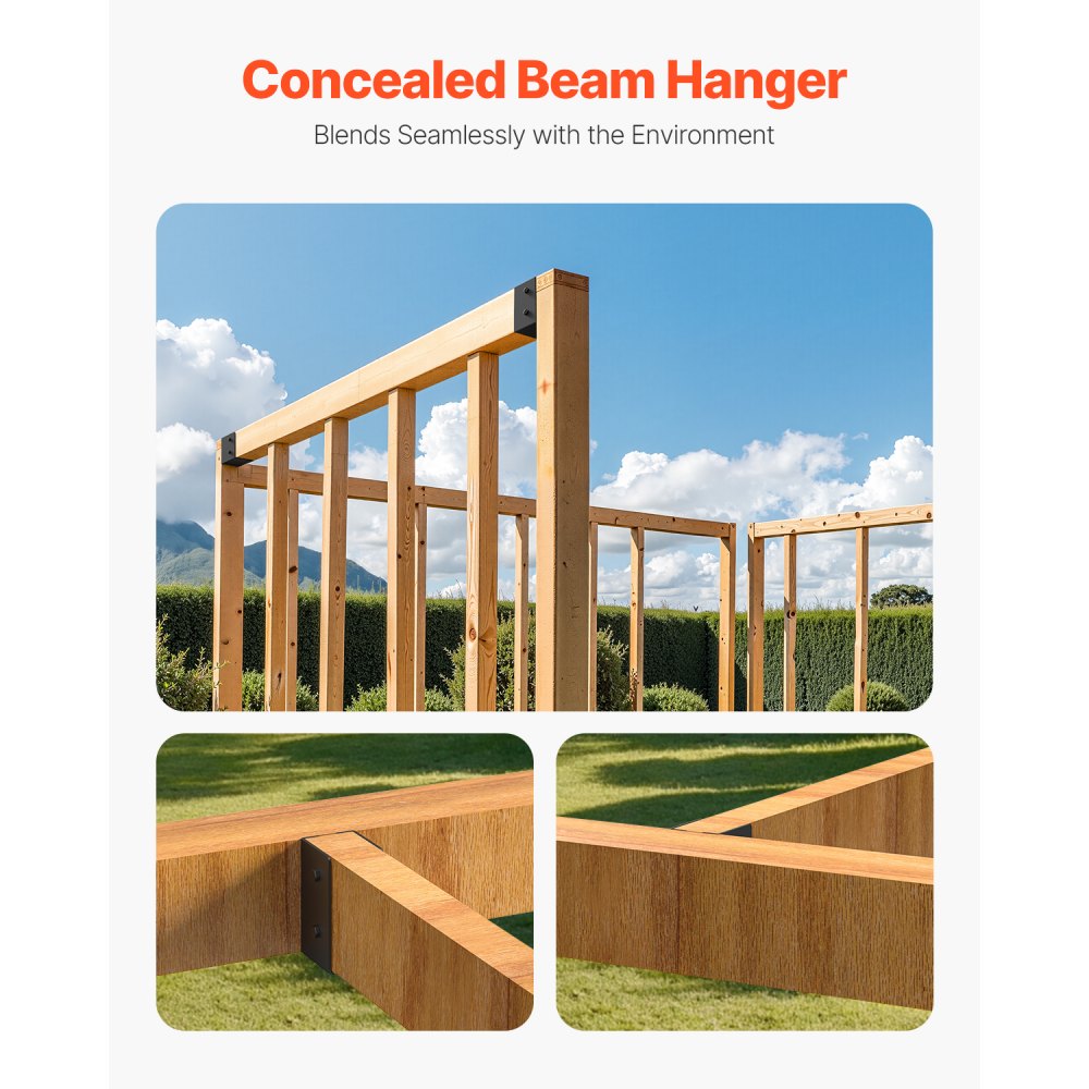 VEVOR Concealed Joist Hanger, 2x4 Inch Outdoor Concealed-Flange Joist Bracket with Screws, Steel Light Joist Hangers for 1.93 x 3.62 Inch / 49 x 92 mm Beam, Swing, Fence, Wooden Slides, 12 Pcs
