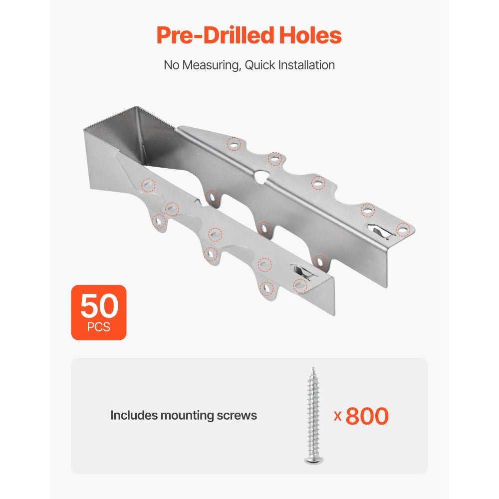 VEVOR 50 Pcs Joist Hanger, Inner Dimensions 1.57 x 1.50 x 7.83 inch / 40 x 38 x 199 mm, Rafter Hurricane Ties Joist Hangers with Rustproof Coating, Tie Brackets for Floor Deck and Ceiling Trusses