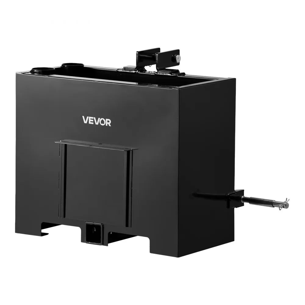 VEVOR Ballast Box, 3-Point Category 1 Tractor Ballast of 800 lbs Capacity, with Standard 2 Inch Hitch Receiver, Heavy-Duty Steel 3.2 ft³ Large Volume Durable Loader Attachment with Sliding Door, Black