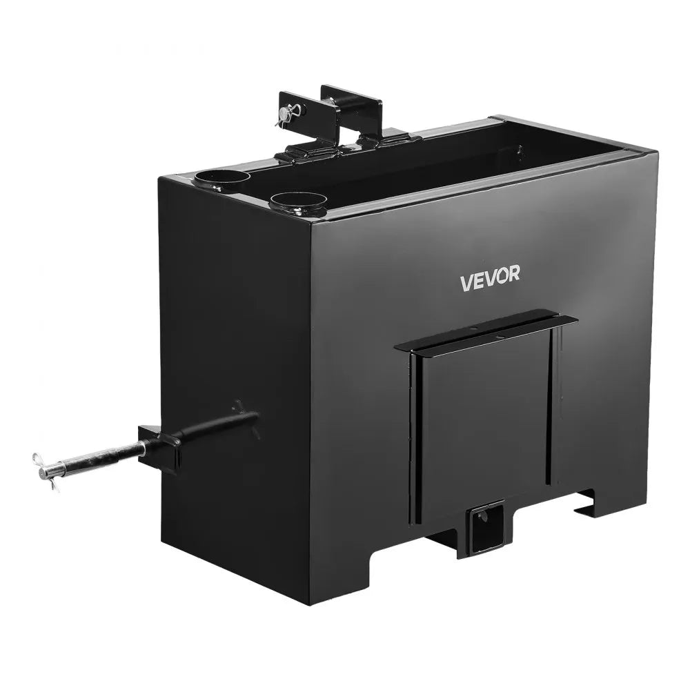 VEVOR Ballast Box, 3-Point Category 1 Tractor Ballast of 800 lbs Capacity, with Standard 2 Inch Hitch Receiver, Heavy-Duty Steel 3.2 ft³ Large Volume Durable Loader Attachment with Sliding Door, Black