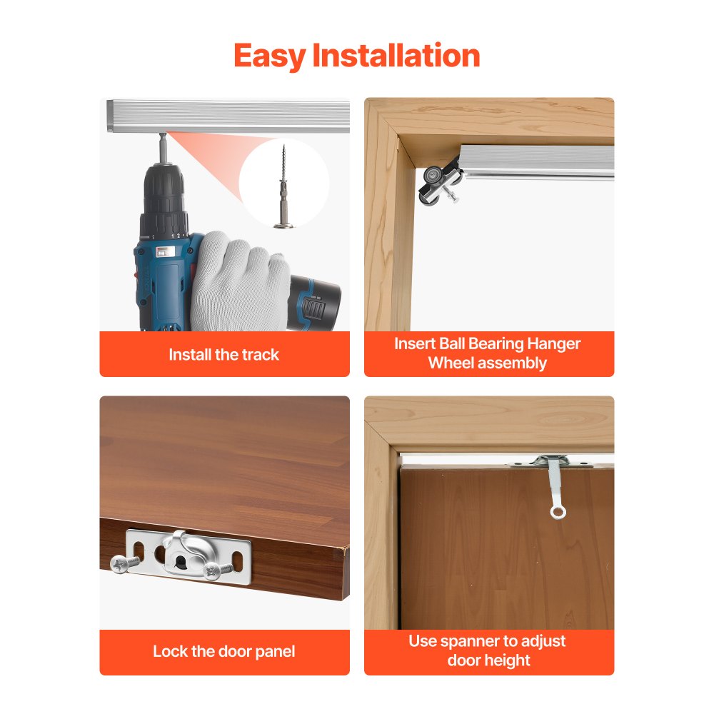 VEVOR Sliding Pocket Door Hardware Track Kit, 68.74" Pocket Door Track Kit with Soft Close Mechanism for Smooth and Quiet Sliding, Easy to Install, for 1" to 1 3/4" Thickness 36" Width Single Door
