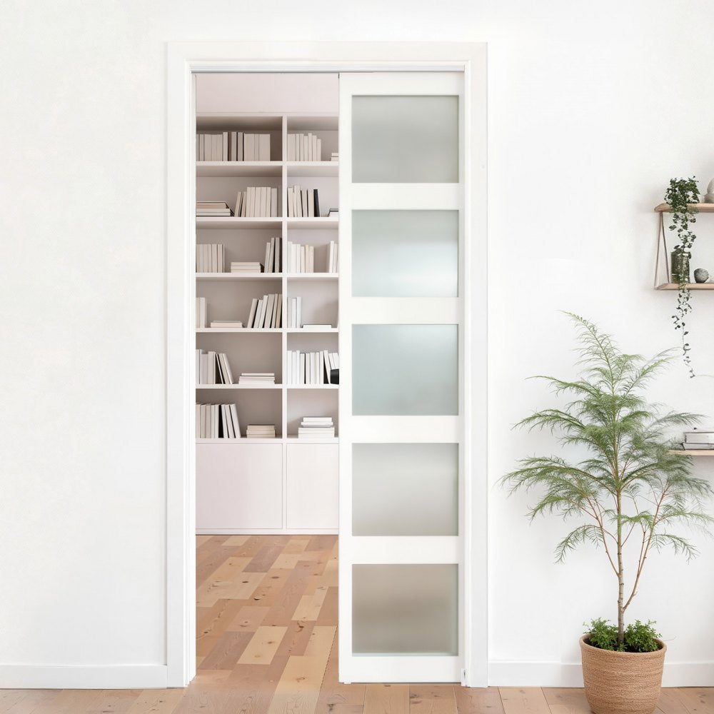 VEVOR Sliding Pocket Door Hardware Track Kit, 68.74" Pocket Door Track Kit with Soft Close Mechanism for Smooth and Quiet Sliding, Easy to Install, for 1" to 1 3/4" Thickness 36" Width Single Door
