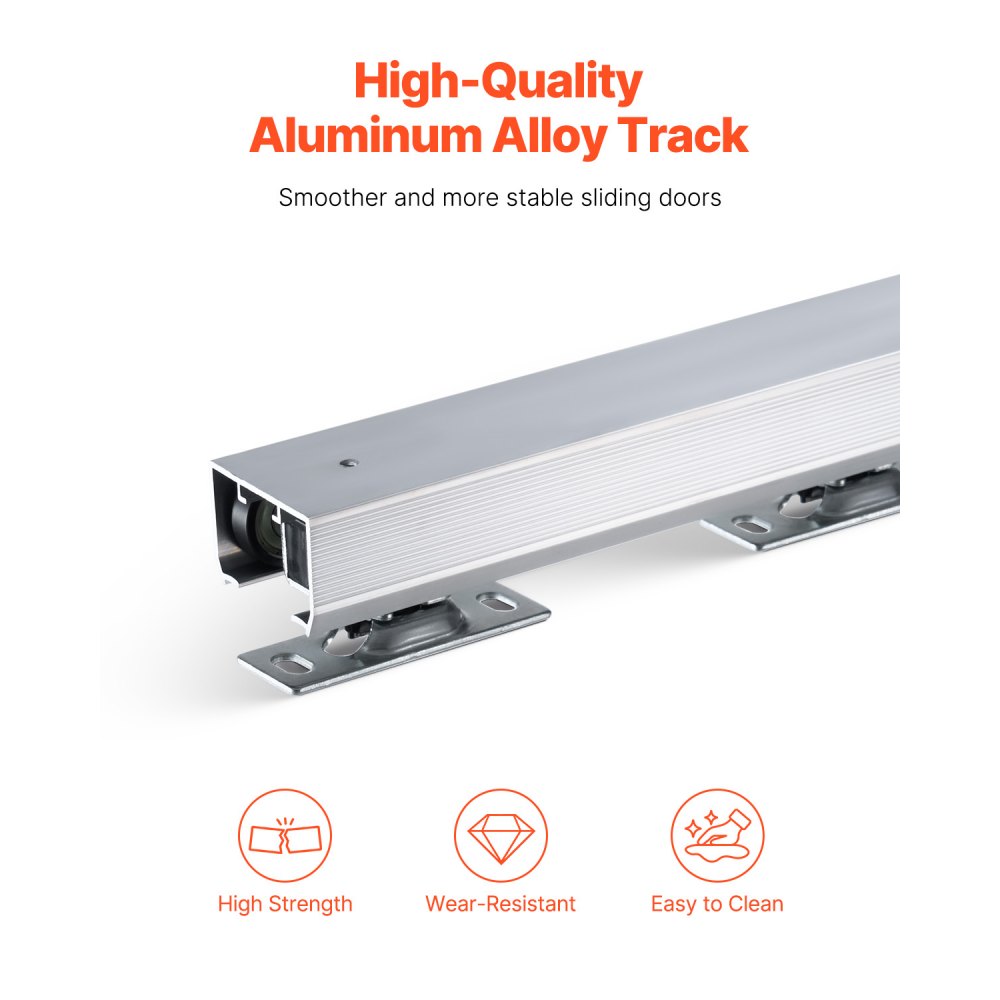 VEVOR Sliding Pocket Door Hardware Track Kit, 5.73 ft Heavy Duty Pocket Door Hardware Kit, Commercial Grade Pocket Door Hardware and Track Set for 24"-36" Wide Single Door, Smoothly and Easy to Install