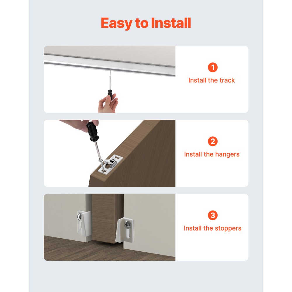 VEVOR Sliding Pocket Door Hardware Track Kit, 5.73 ft Heavy Duty Pocket Door Hardware Kit, Commercial Grade Pocket Door Hardware and Track Set for 24"-36" Wide Single Door, Smoothly and Easy to Install
