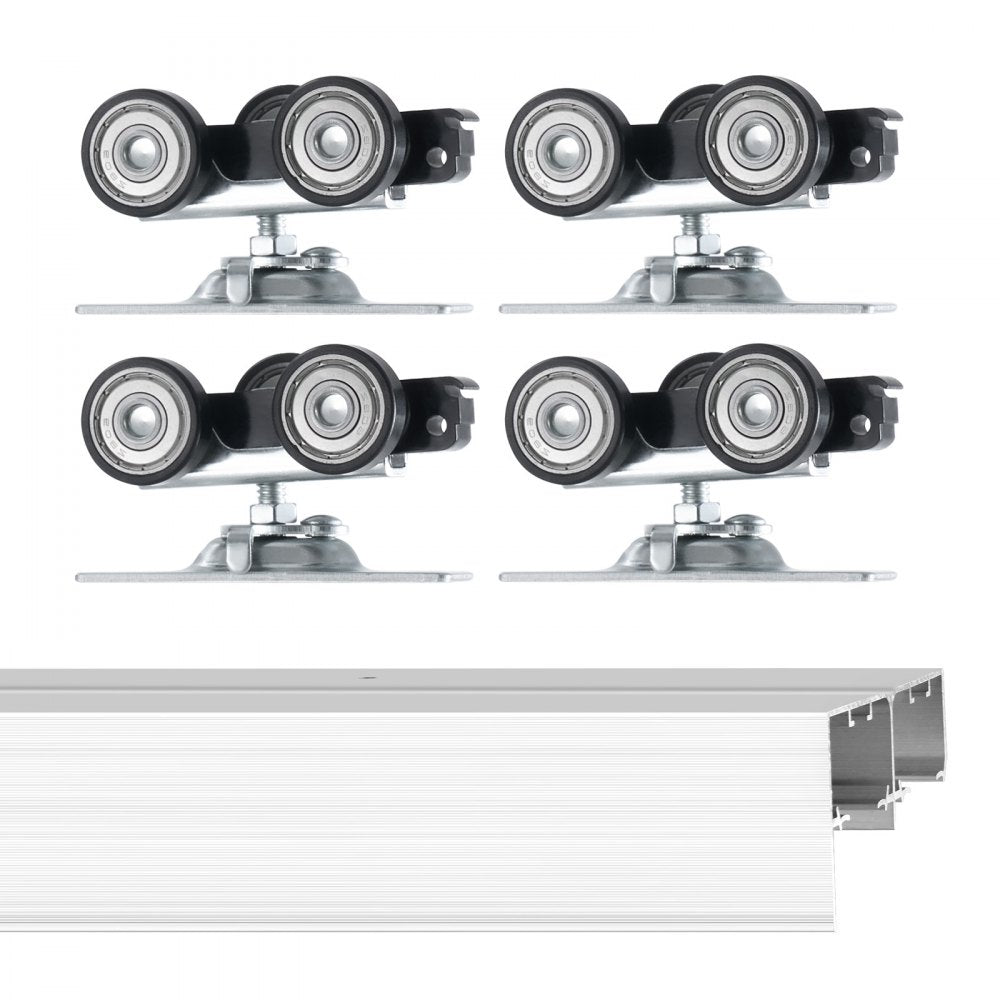 VEVOR Bypass Door Hardware, 6ft Heavy Duty Bypass Sliding Door Hardware Kit, Aluminum Alloy Sliding Closet Door Hardware Set for 2 Door System, Fit Door Thickness 1 3/8 " - 1 3/4", Easy to Install