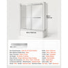 VEVOR Bathtub Shower Door 60"W x 60"H Frameless Bypass Sliding Doors Silver, 5/16" Clear Tempered Glass, Double Sliding Tub Shower Doors with 2 Stainless Steel Handles, Nano Coating, for Bathroom Tubs