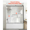 VEVOR Bathtub Shower Door 60"W x 60"H Frameless Bypass Sliding Doors Black, 5/16" Clear Tempered Glass, Double Sliding Tub Shower Doors with 2 Stainless Steel Handles, Nano Coating, for Bathroom Tubs