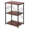 VEVOR Kitchen Utility Cart, 3 Tier 23.7 in Microwave Stand Coffee Cart, Heavy Duty Storage Rack, Service Trolley on Wheels, Industrial Rolling Work Table with 8 Hooks, for Mini Oven, Toaster, Vintage