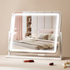 VEVOR Vanity Mirror with Lights, Three Color Lighting Modes, Lighted Makeup LED Mirror, and 5X Magnification,USB Port, Smart Touch Control, 360°Rotation (21.7x17.7 in, White)