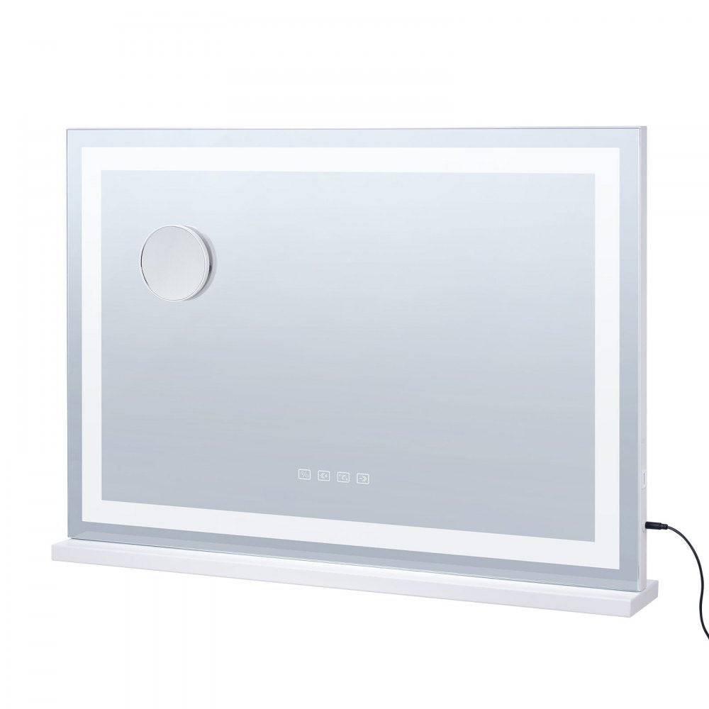 VEVOR Large Vanity Mirror with Lights and Bluetooth Speaker, Three Color Lighting Modes, Lighted Makeup LED Mirror,5X Magnification,USB,Smart Touch Control,Desktop Wall-Mount (31.5x21.7in, White)