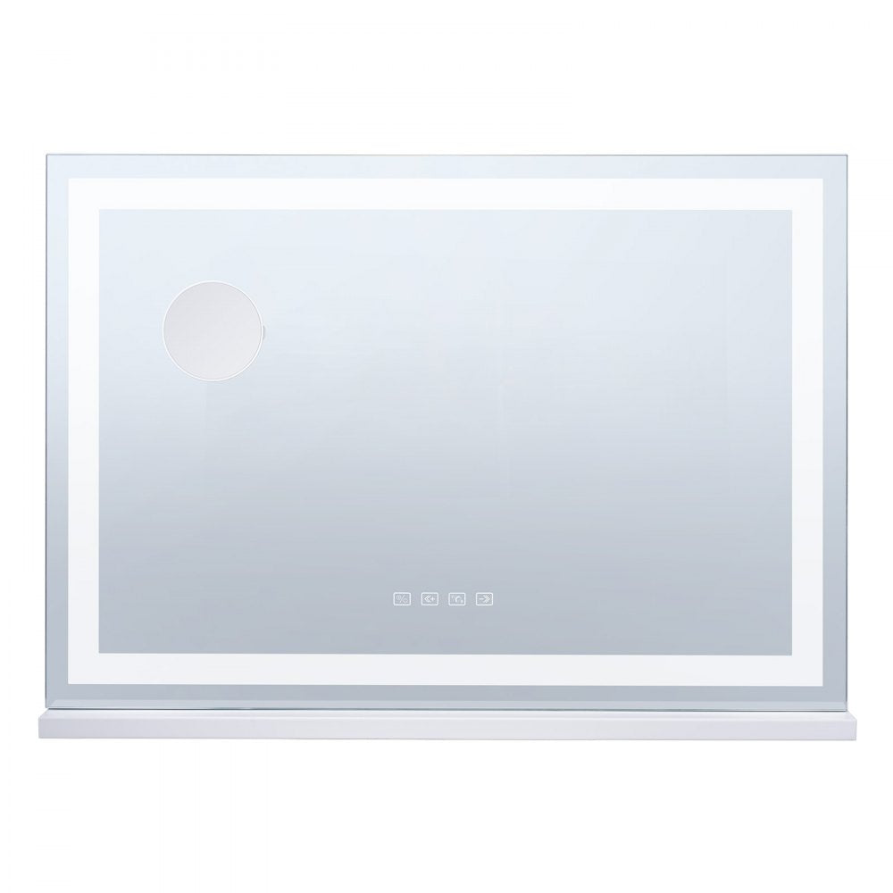VEVOR Large Vanity Mirror with Lights and Bluetooth Speaker, Three Color Lighting Modes, Lighted Makeup LED Mirror,5X Magnification,USB,Smart Touch Control,Desktop Wall-Mount (31.5x21.7in, White)