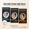 VEVOR 12” Vanity Mirror With Lights, LED Makeup Mirror 3 Color Lighting Modes, with 5X Magnification Mirror, Smart Touch Control, 360°Rotation,Round Lighted Makeup Mirror for Bedroom Tabletop (White)