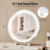 VEVOR 20” Vanity Mirror With Lights, LED Makeup Mirror 3 Color Lighting Modes, with 5X Magnification Mirror, Smart Touch Control, 360°Rotation,Round Lighted Makeup Mirror for Bedroom Tabletop (White)