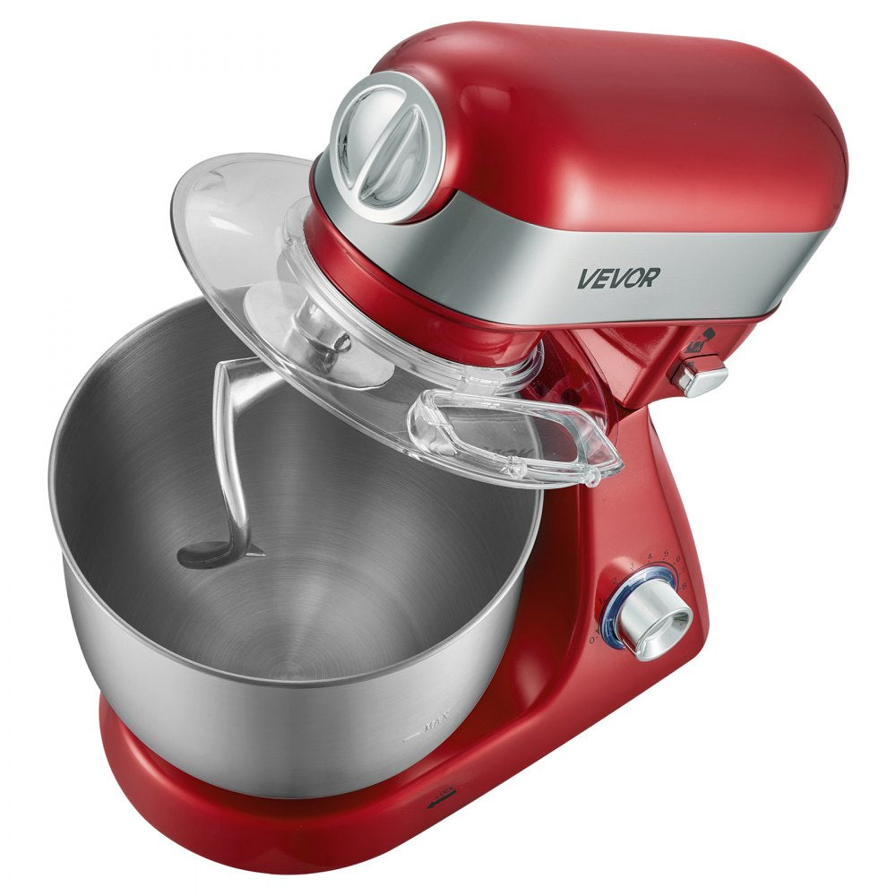 VEVOR 5.3 Qt Tilt Head Stand Mixer 400W Electric Dough Mixer, 10 Speeds Food Kitchen Mixer with Stainless Steel Bowl, Splash Guard, Dough Hook, Whisk, Beater, for Baking Mixing