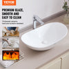 VEVOR Oval Vessel Sink, 23.3" x 14.2" Bathroom Vessel Sink Bowl Countertop, White Ceramic Bathroom Sinks Above Counter, Bowl Sink with Modern Style, Well-Packaged for Bathroom, Hotel, Toilet, RV