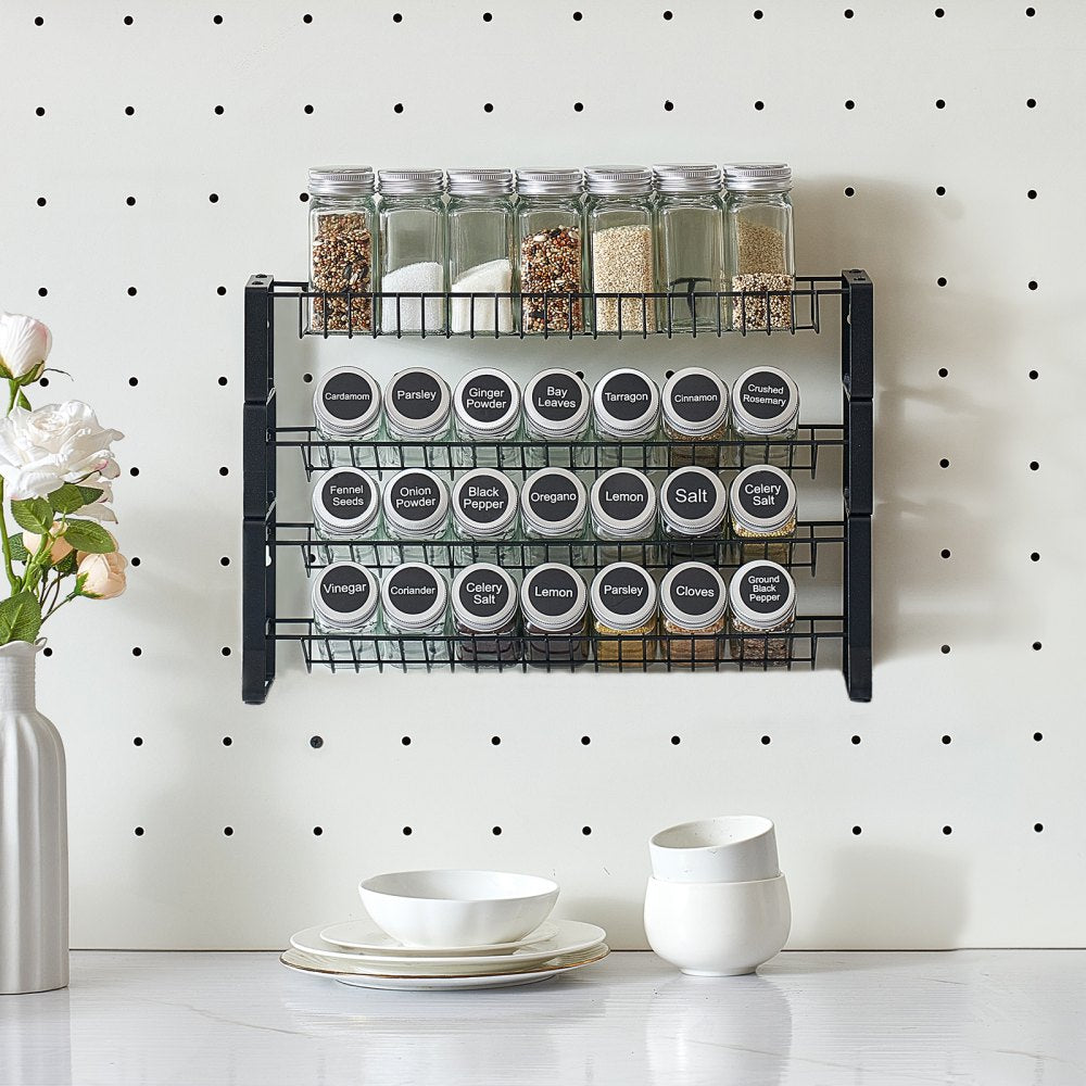 VEVOR Detachable Spice Rack Organizer for Cabinet, 4 Tie Stackable Seasoning Organizer, Spice Jars Kitchen Storage for Countertop Kitchen Pantry Cupboard, 15.8x10.7 in