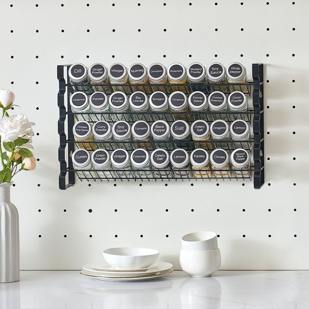 VEVOR Spice Rack Organizer for Cabinet, Spice Organizer with 36 Empty Spice Jars, Lids, Spice Labels, and Funnel Complete Set, Seasoning Organizer for Countertop, Kitchen, Pantry, Cupboard, 18x11 in