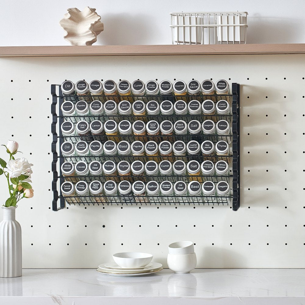 VEVOR Spice Rack Organizer for Cabinet, Spice Organizer with 72 Empty Spice Jars, Lids, Spice Labels, and Funnel Complete Set, Seasoning Organizer for Countertop, Kitchen, Pantry, Cupboard, 23x16 in