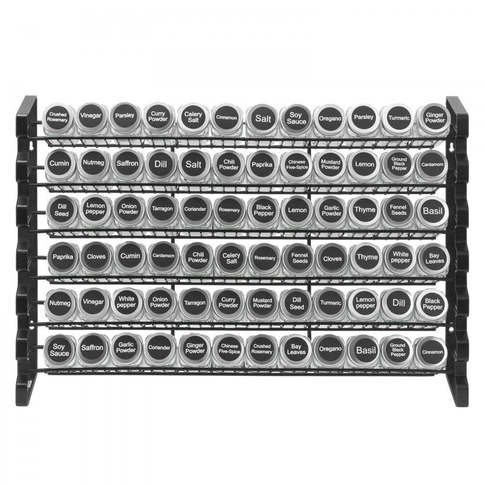 VEVOR Spice Rack Organizer for Cabinet, Spice Organizer with 72 Empty Spice Jars, Lids, Spice Labels, and Funnel Complete Set, Seasoning Organizer for Countertop, Kitchen, Pantry, Cupboard, 23x16 in