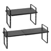 VEVOR Adjustable Kitchen Cabinet Shelf Organizer, Expandable 2 Tier Cabinet Shelf, Stackable Countertop Organizers and Storage Shelf Risers, Pantry Organizers for Kitchen Bathroom Office, Black