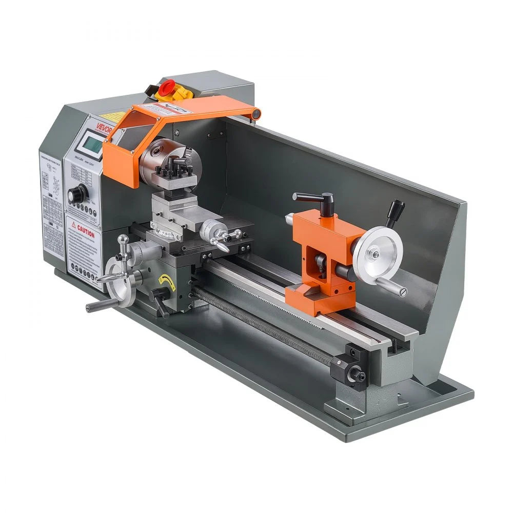 VEVOR Mini Metal Lathe 7" x 16" 750W Benchtop Lathe Machine Variable Speed, for Precision Metalworking Turning, 2500 RPM Max Speed, with Metal Gear, LED Display, Supports 10 Metric 10 Imperial Threads