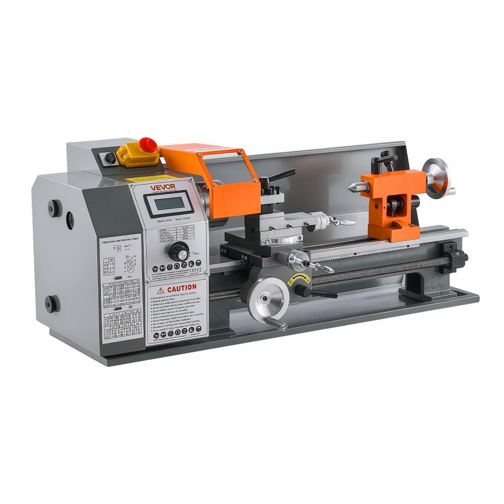 VEVOR Mini Metal Lathe 7" x 16" 750W Benchtop Lathe Machine Variable Speed, for Precision Metalworking Turning, 2500 RPM Max Speed, with Metal Gear, LED Display, Supports 10 Metric 10 Imperial Threads