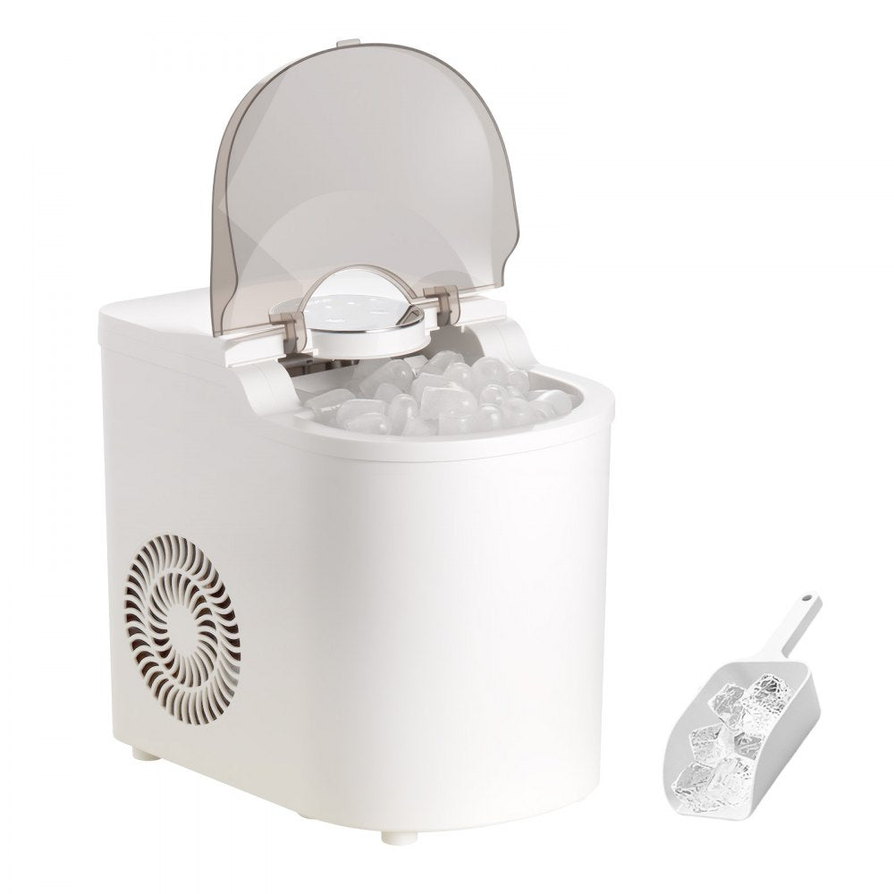 VEVOR Countertop Ice Maker, 7 Cubes Ready in 6 Mins, 26 lbs per Day, Self-Cleaning Portable Machine with Ice Scoop, Ice-Making Machine with 2 Sizes Bullet Ices for Home, Kitchen, Office, Bar & Party