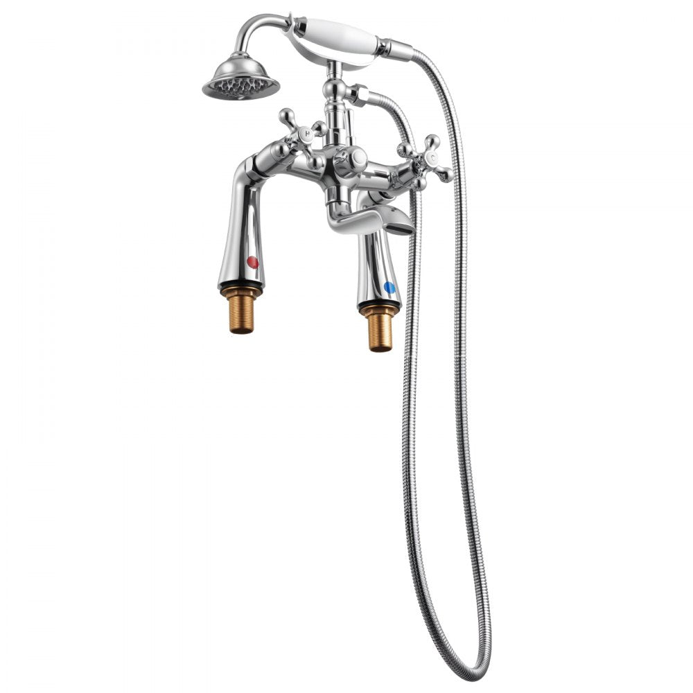 VEVOR Clawfoot Tub Faucet, Deck Mount Bathtub Faucets with Handheld Shower, Vintage Polished Chrome Clawfoot Tub Filler Faucet Shower Kit with 360° Rotation Spout & 59-inch Long Hose for Bathtubs