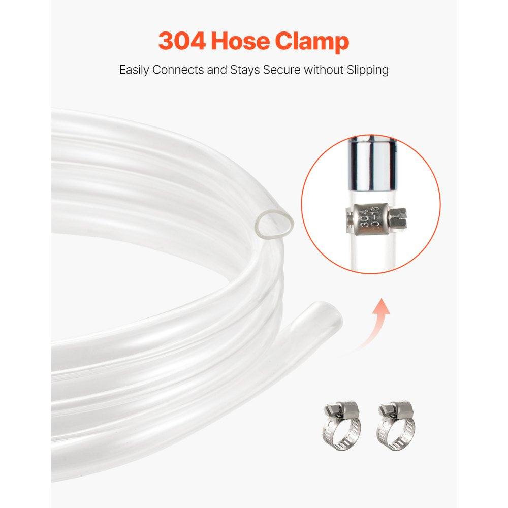 VEVOR Clear Vinyl Tubing, 1/2" ID x 5/8" OD, 10FT Plastic PVC Tubing, Flexible and Cuttable Clear Hose, 1/16 in Wall Thickness, High-strength PVC Material for Aquarium Irrigation Swimming Pool Lab