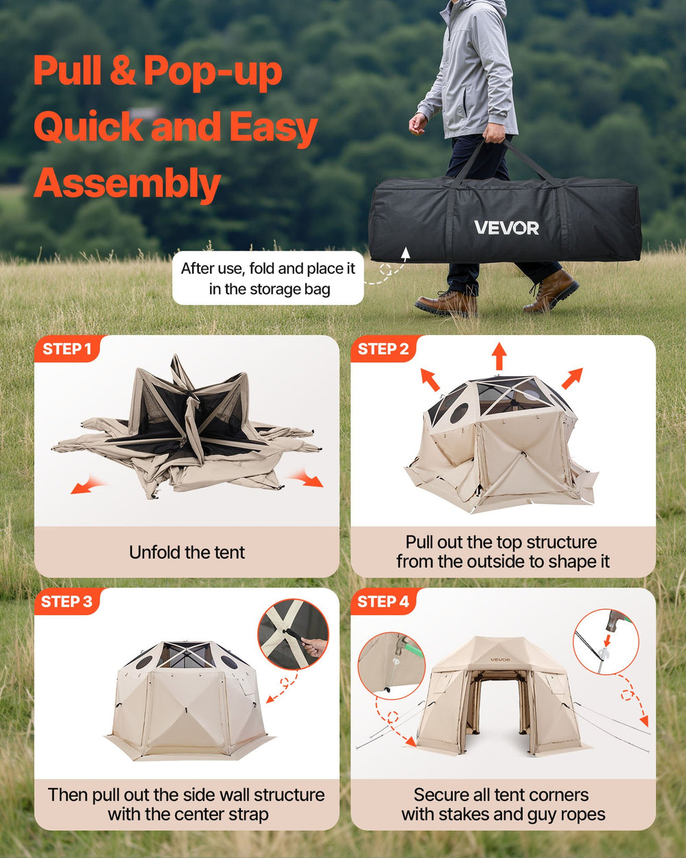 VEVOR Pop up Gazebo Screen Tent, 12 x 12 ft - image 5