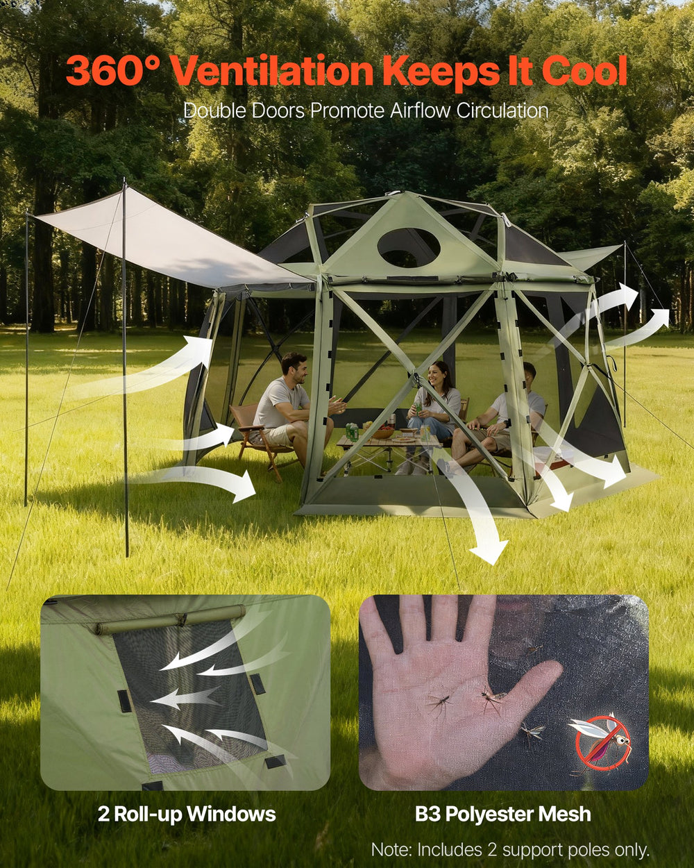 VEVOR Pop up Gazebo Screen Tent 13 x 13 ft - image 6