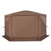 VEVOR Pop up Gazebo Screen Tent, 12 x 12 ft Large 6-Sided Camping Canopy Tent with Removable Top & Carry Bag, Quick-Set & Bite-Proof, Screen House Sun Shelter for 8-10 Persons Backyard Patio, Brown