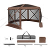 VEVOR Pop up Gazebo Screen Tent, 12 x 12 ft Large 6-Sided Camping Canopy Tent with Removable Top & Carry Bag, Quick-Set & Bite-Proof, Screen House Sun Shelter for 8-10 Persons Backyard Patio, Brown