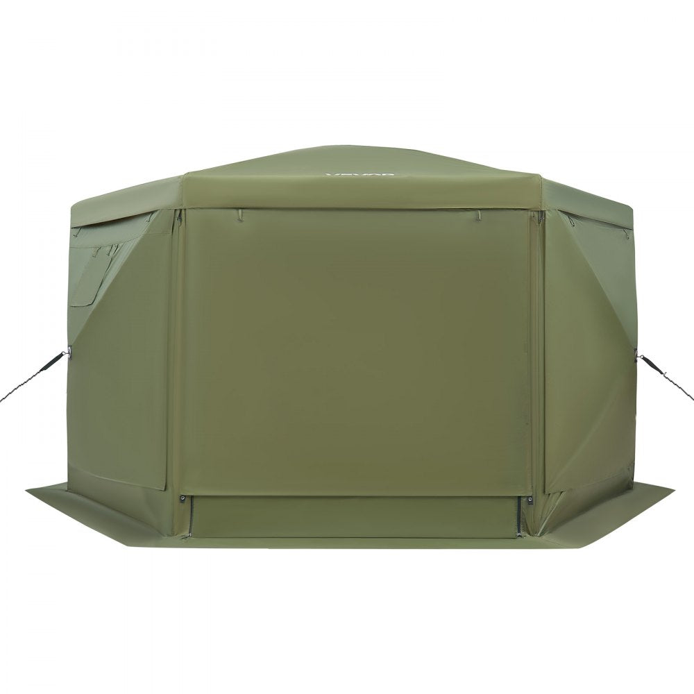 VEVOR Pop up Gazebo Screen Tent, 12 x 12 ft Large 6-Sided Camping Canopy Tent with Removable Top & Carry Bag, Quick-Set & Bite-Proof, Screen House Sun Shelter for 8-10 Persons Backyard Patio, Green