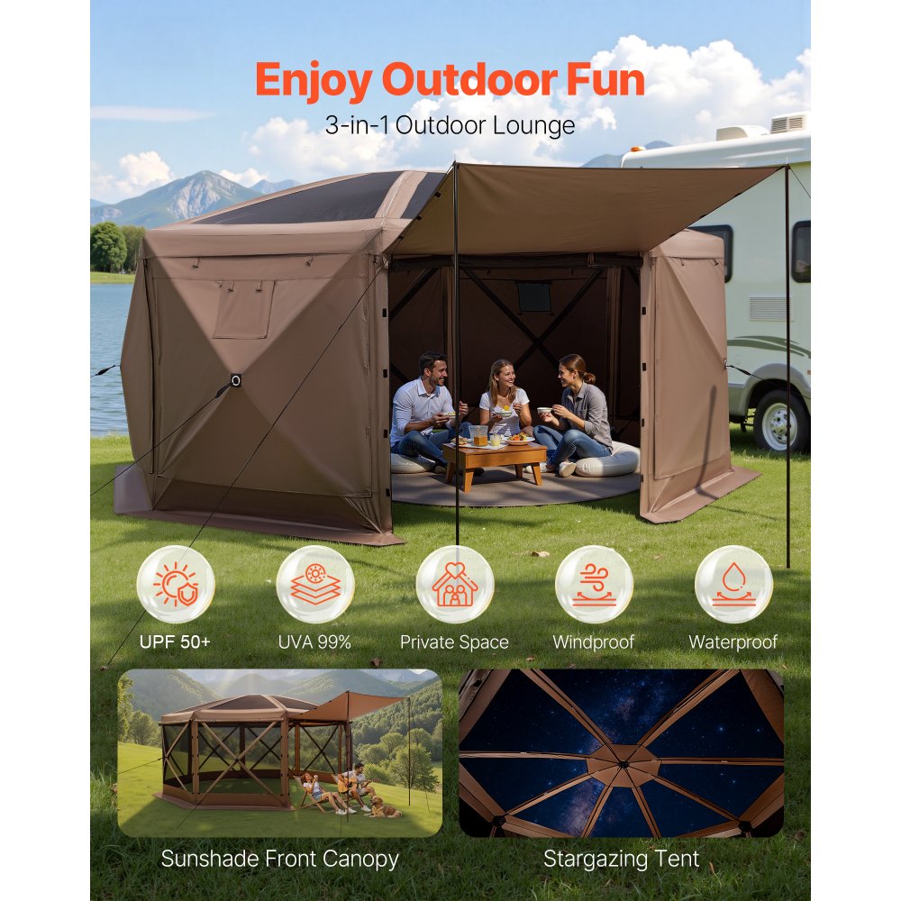 Vevor Pop-up Gazebo Tent 15 x 15 ft. with Removable Top 12-15 Person N – FactoryPure