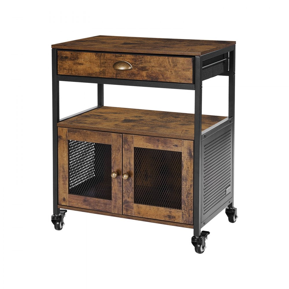 VEVOR Coffee Bar Cabinet, 24 Inch Farmhouse Coffee Bar Cabinet with Storage, Movable Coffee Bar Table with Wheels & Mesh Door, Sideboard Buffet Cabinet for Kitchen, Entryway