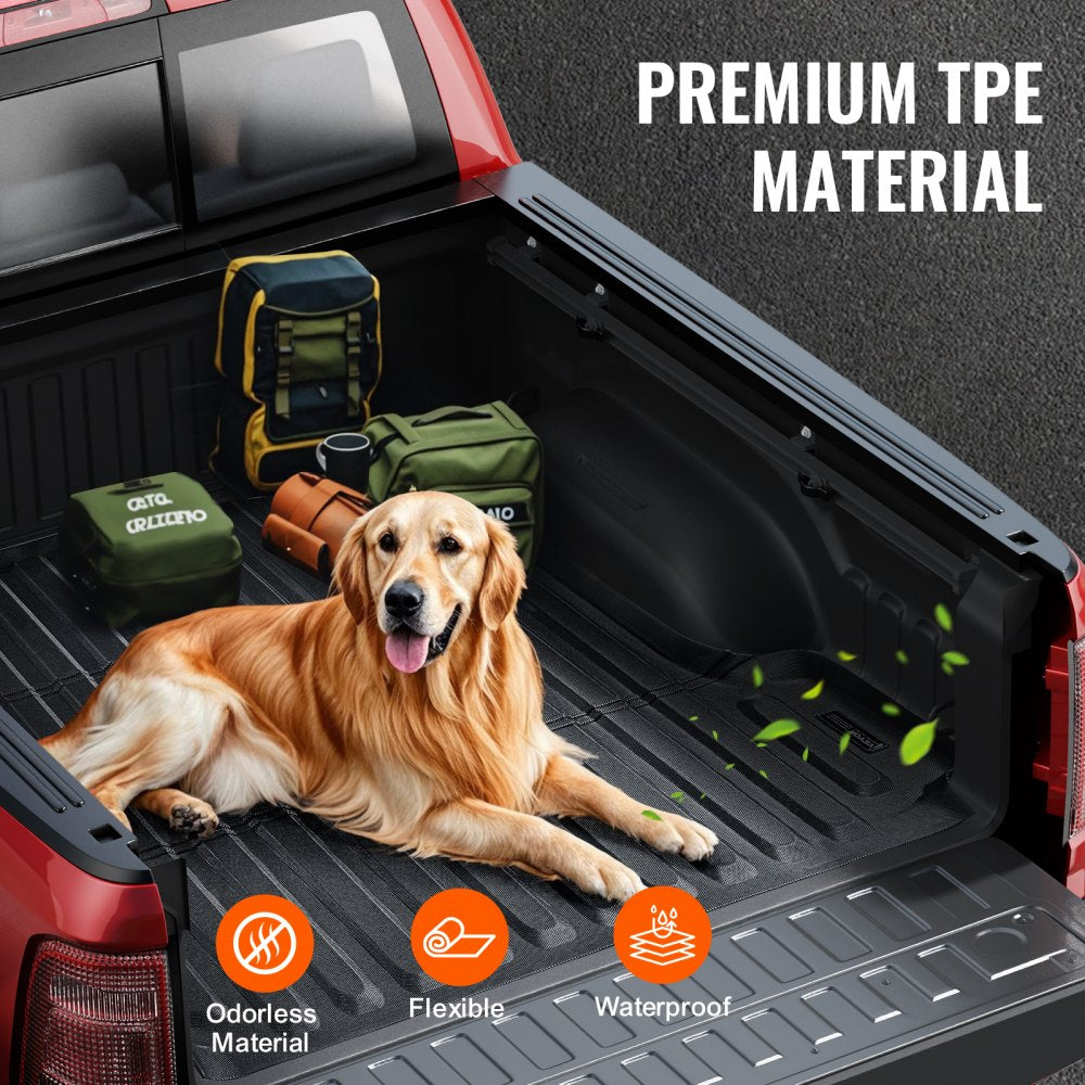 VEVOR Truck Bed Mat, Compatible with 2019-2024 Dodge Ram1500, TPE Truck Bed Liner Mat Fits for 5.6 FT Bed, Thick and Heavy-Duty Bed Mat Car Accessories for All-Weather Protection, Prevent Slipping
