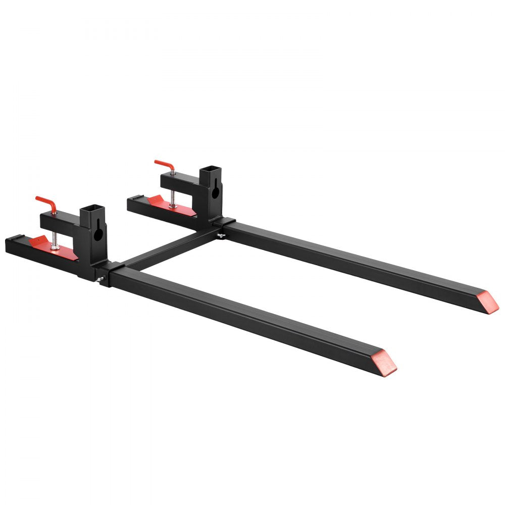 VEVOR Pallet Forks, 2000 lbs Clamp on Pallet Forks, 60-Inch Total Length Heavy-Duty Tractor Fork with Adjustable Stabilizer Bar for Tractor Attachments, Loader Bucket, and Skid Steer, Black