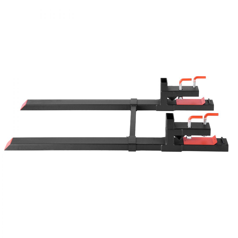 VEVOR Pallet Forks, 4000 lbs Clamp on Pallet Forks, 60-Inch Total Length Heavy-Duty Tractor Fork with Adjustable Stabilizer Bar for Tractor Attachments, Loader Bucket, and Skid Steer, Black