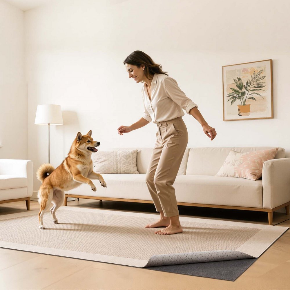 VEVOR Rug Pad 10 x 14 ft, Non-slip Carpet Area Pad, Rug Mat Padding with Dual Surface Felt Cushion & Rubber Gripper, Hardwood Floor Protection for All Floors, Finishes, Keeps Carpets in Place