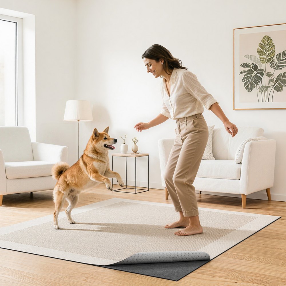 VEVOR Rug Pad 5 x 7 ft, Non-slip Carpet Area Pad, Rug Mat Padding with Dual Surface Felt Cushion & Rubber Gripper, Hardwood Floor Protection for All Floors, Finishes, Keeps Carpets in Place