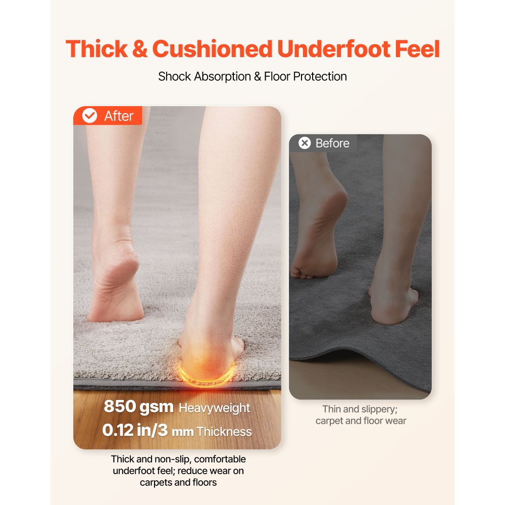 VEVOR Rug Pad 8 x 10 ft, Non-slip Carpet Area Pad, Rug Mat Padding with Dual Surface Felt Cushion & Rubber Gripper, Hardwood Floor Protection for All Floors, Finishes, Keeps Carpets in Place