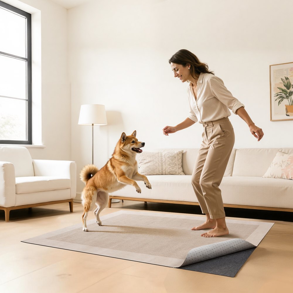 VEVOR Rug Pad 8 x 10 ft, Non-slip Carpet Area Pad, Rug Mat Padding with Dual Surface Felt Cushion & Rubber Gripper, Hardwood Floor Protection for All Floors, Finishes, Keeps Carpets in Place