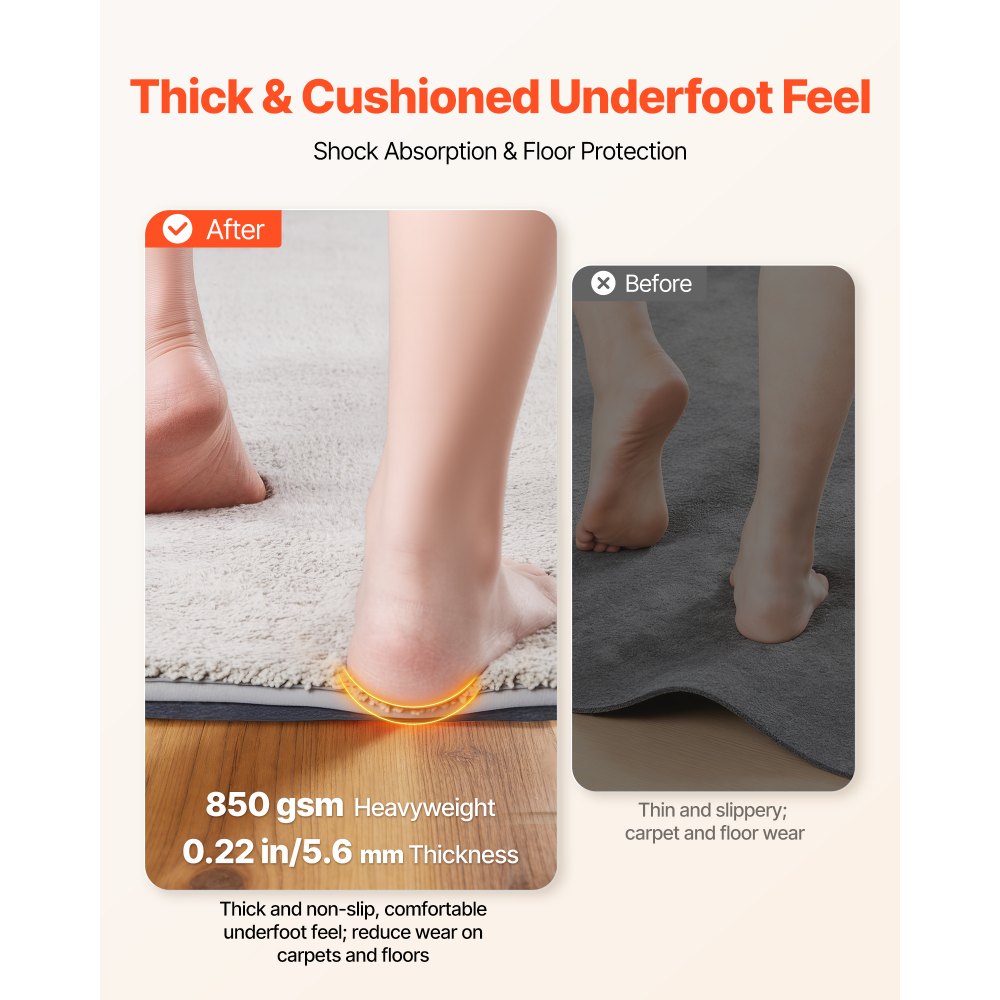 VEVOR Rug Pad 8 x 5 ft, Non-slip Carpet Area Pad, Rug Mat Padding with Dual Surface Felt Cushion & Rubber Gripper, Hardwood Floor Protection for All Floors, Finishes, Keeps Carpets in Place