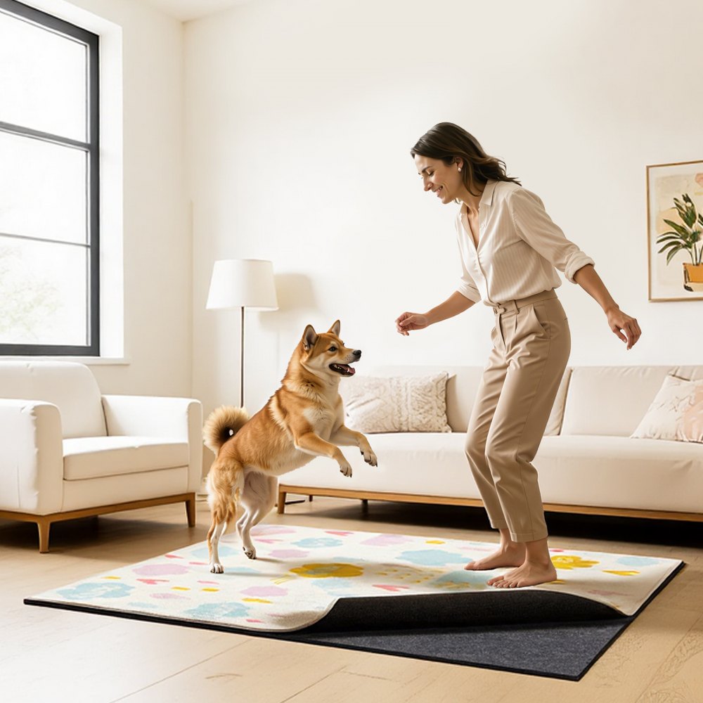 VEVOR Rug Pad 8 x 5 ft, Non-slip Carpet Area Pad, Rug Mat Padding with Dual Surface Felt Cushion & Rubber Gripper, Hardwood Floor Protection for All Floors, Finishes, Keeps Carpets in Place